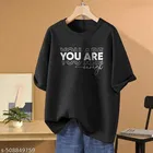 Cotton Blend Printed T-shirt for Women, Black 