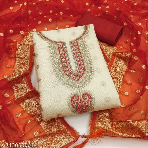 Silk Blend Punjabi/All Over Suits for Women (Multicolor, 6.45 meter (XL)