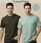 Polyester Round Neck T-shirt for Men, Multicolour, Pack of 2 