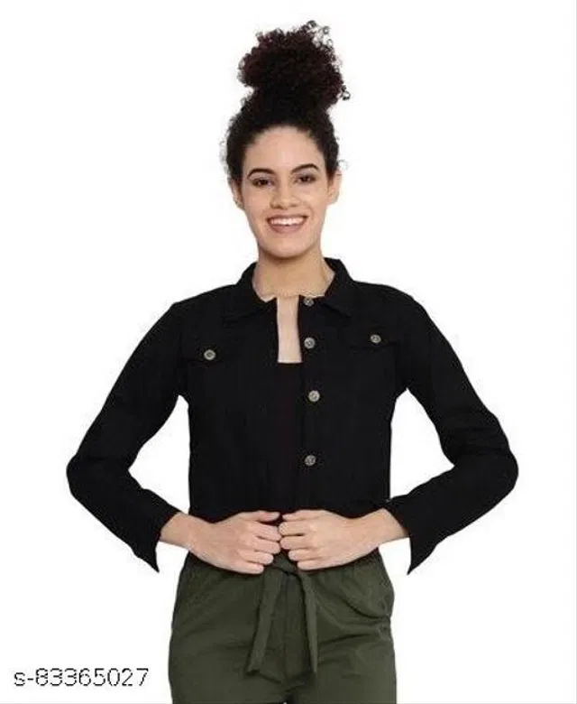 Full Sleeves Solid Jacket for Women & Girls (Black, XL)