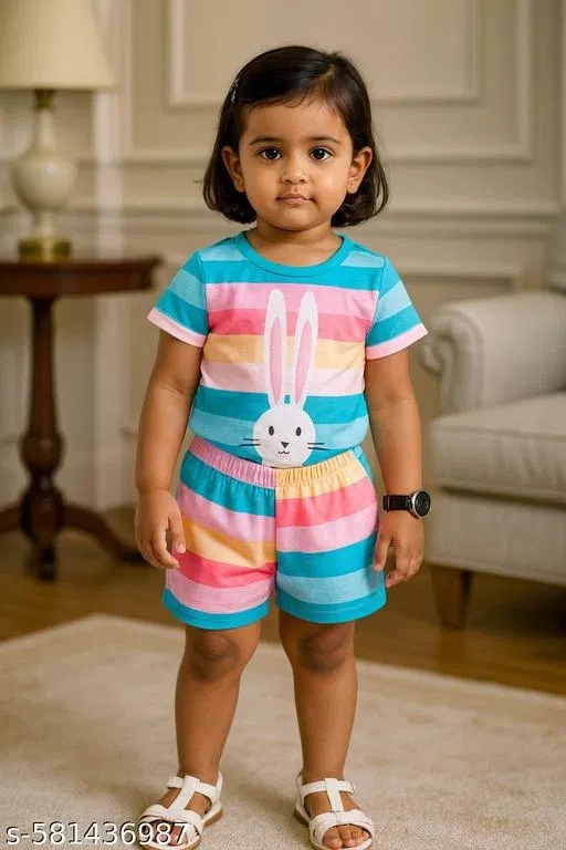 Hosiery Cotton Printed Clothing Set for Kids, Multicolor (18-24 Months)