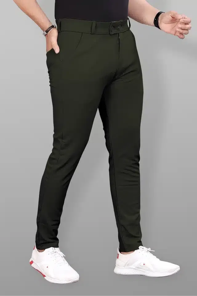 Lycra Blend Trouser for Men (Bottle Green, 30)