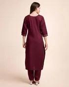 Cotton Blend Self Design Kurta with Pant for Women 