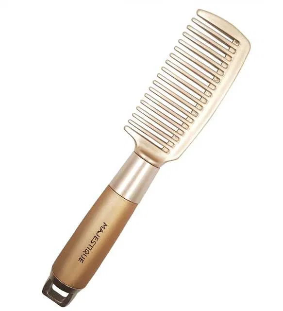 Majestique Extra Wide Tooth Comb with Golden Handle (B-90)