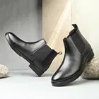 Solid Heeled Boots for Men, Synthetic Leather 