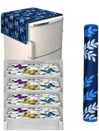 Knit Printed Fridge 4 Pcs Mat with Handle & Top Cover 
