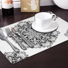 Grover Table Placemats for Kitchen/Dining Table Pack of 6 White Black Flower