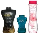 1 Green Perfume Talc (100 g) with 1 French Fantasy Fragrance Talc (400 g) & 1 Black Perfume Talc (300 g)