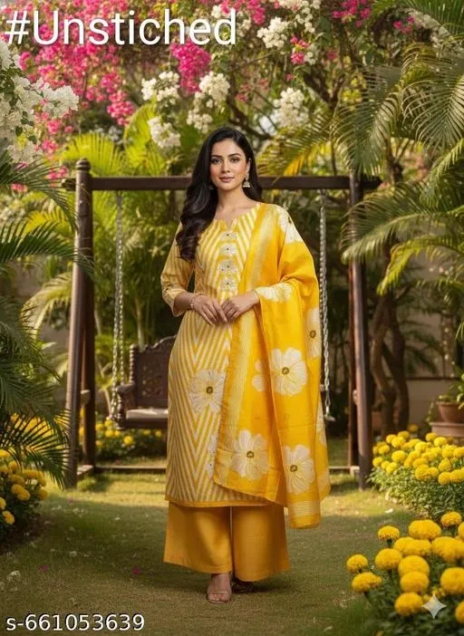 Floral Palazzo Suit Set (Multicolor, 6.85 meter (3XL)) (Multicolor, 6.45 meter for Women (XL)