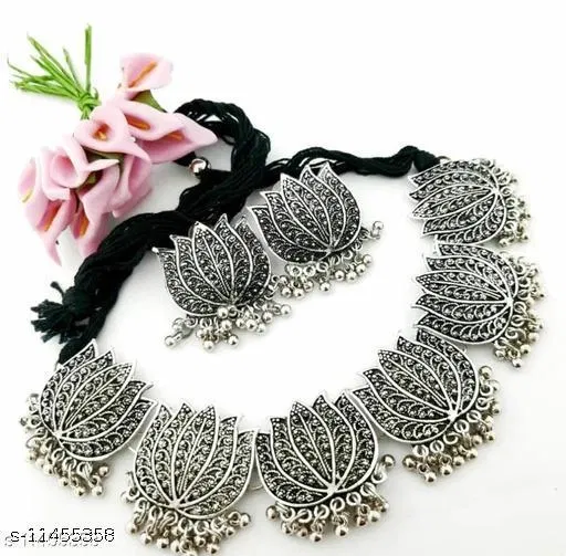 Lotus Style Silver Jewellery Set