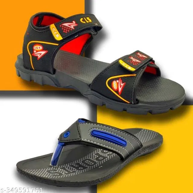 Sandal with Flipflop for Men (Multicolor, 9) (Pack of 2)