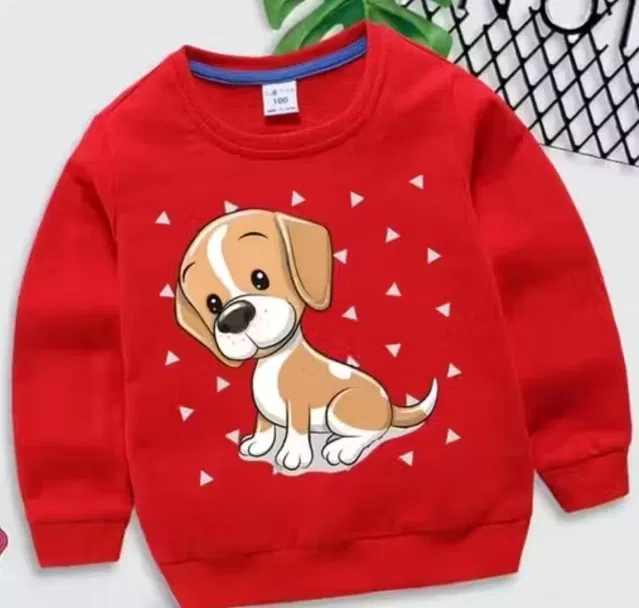Light Fleece Printed Hoodie for Kids (Red, 9-10 Years)
