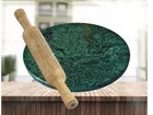 Marble Roti Maker Chakla (9 inches) with Wooden Belan (12 inches) (Green & Brown, Set of 1)