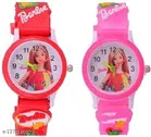 Analog Watch for Girls (Red & Pink, Pack of 2)