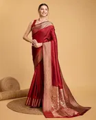 Silk Woven Design Saree for Women, Red 