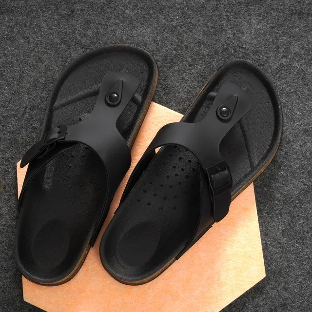 Solid Flipflops for Men (Black, 10)