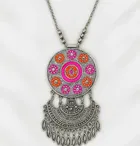 Women's Oxidized Meenakari Jewellery Set with Earrings 