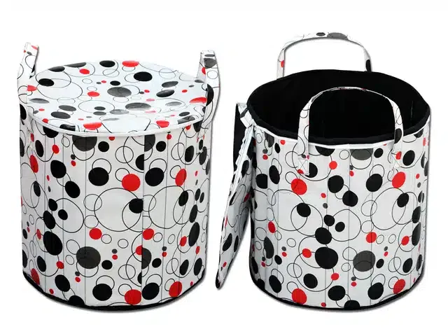 PVC Printed Round Laundry Bag (Multicolor, 30 L)