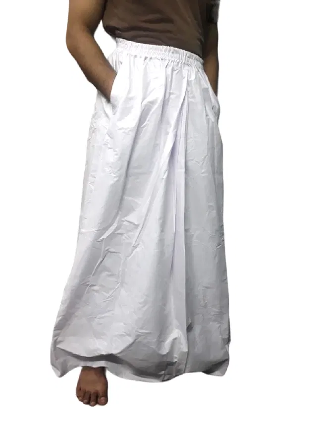 Cotton Solid Lungi for Men (White, 38x75 inches)