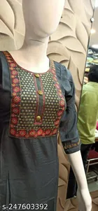Rayon Slub Embroidered Kurti for Women 