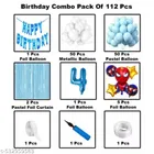 Spider Man Theme 4th Happy Birthday Decoration Items For Girls, Multicolor, Pack of 112