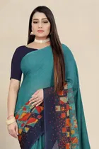 SVB जॉर्जेट साड़ी विद ब्लाउज फॉर विमेंस 