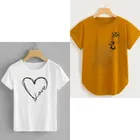Cotton Blend Round Neck T-Shirt for Women, Pack of 2 (Multicolor, S)