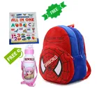 Combo of Fabric School Bag, Water Bottle with All in One Book for Kids 