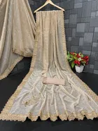 Lycra Blend Solid Saree for Women, Peach 