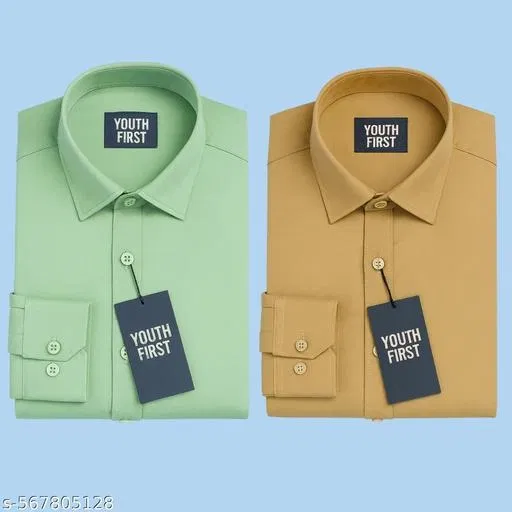 Polycotton Solid Shirts for Men, Multicolor (M)