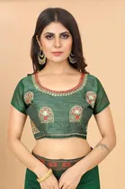 SVB Vichitra Silk Women Jacquard Saree With Un-Stitched Blouse 