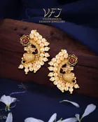 Brass Pearl Studs Earrings for Women 