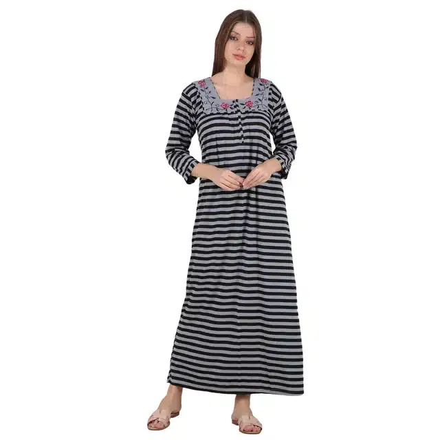 Woolen Hosiery Nighty for Women (Black, Free Size)