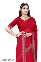 Georgette Saree for Women, Red 