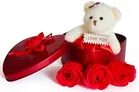 Artificial Roses with Teddy Bear Valentine's Day Gift Box 