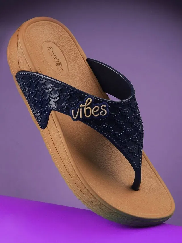action Casual Flip Flops for Women (Brown, 6)