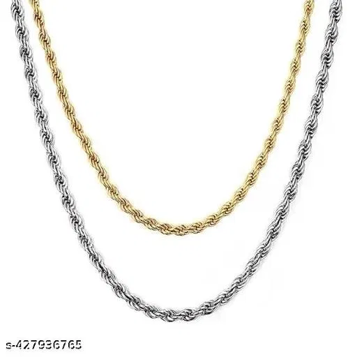 Silver Chain Necklace for Men (Silver, Pack of 1)
