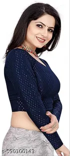 Lycra Ready Made Blouse for Women, Blue 