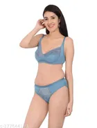 Polycotton Bra with Panty for Women 