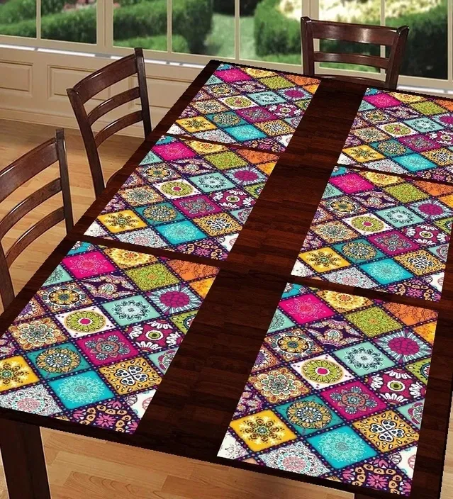 PVC Printed Dining Table Placemats (Multicolor, 30x45 cm) (Pack of 6)