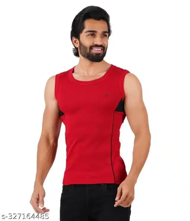 Cotton Gym Vest for Men (Red, XL)