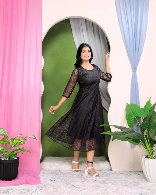Net Gowns for Women,  Black  (L)