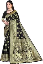 Silk Woven Design Saree for Women, Black 