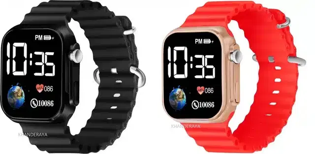 Electronic LED Digital Watch for Kids (Multicolor, Pack of 2)