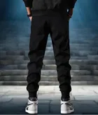 Polyblend Printed Trackpants for Men, Navy Blue & Black, Pack of 2 