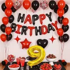 9th Happy Birthday Balloon Decoration Kit ,Black & Red Set Of 1
