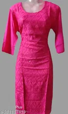 Cotton Blend Embroidered Kurti for Women 