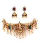 Brass Choker Necklace with Earrings for Women 