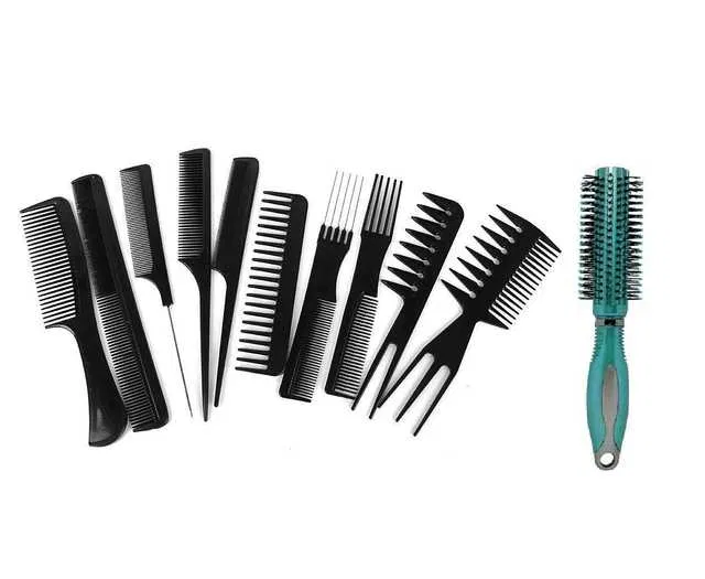Clubcomfort Salon Hair Styling Hairdressing Barber Combs Professional Comb Kit (Pack of 10) (SE-51)
