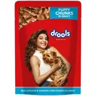 Drools Puppy Wet Dog Food, Real Chicken and Chicken Liver Chunks in Gravy, 15 Pouches 
